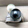 Tahitian high light near flawless pearl ring black and white