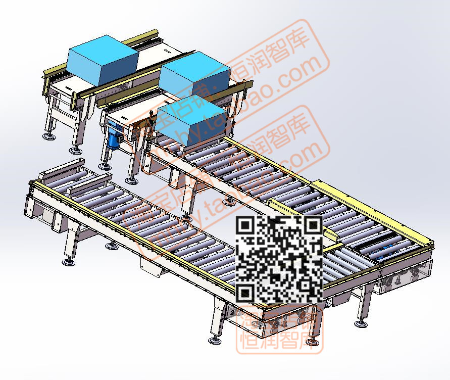 顶升移栽机自动化设备SW图纸系统输送机总图链条双排链辊筒3D三维 - 图0