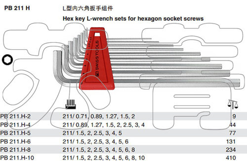 瑞士PB SWISS TOOLS加长平头内六角扳手组套PB211.H-2/4/5/6/8/10 - 图2