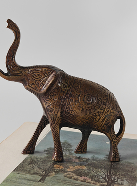 印度进口铜制大象吉祥如意摆件