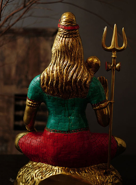 东南亚风格手工精雕铜湿婆像摆件