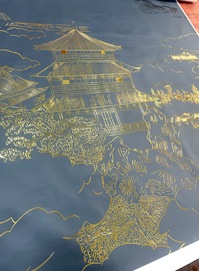 超大3D立体肌理鎏烫金银箔壁画uv装饰打印艺术微喷绘油画芯布定制