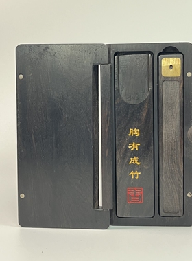 胸有成竹趣味熊猫香插 黑檀木材质螺钿工艺镶嵌贝壳便携线香盒