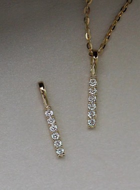 9K黄金极简一字K金吊坠气质挂坠