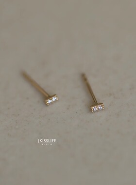 14K黄金亮闪闪小金条K金耳钉