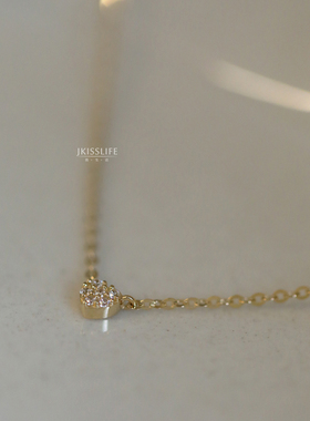 甜美桃心14K微镶锁骨链项链简约