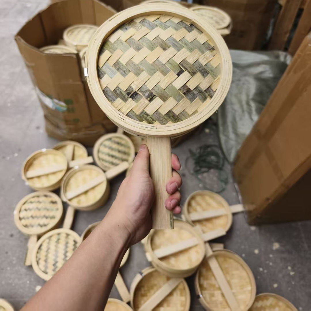 蒸笼商用浅口竹制小笼包笼屉单边长手柄包工坊不锈钢钉绑扎双手柄 - 图2