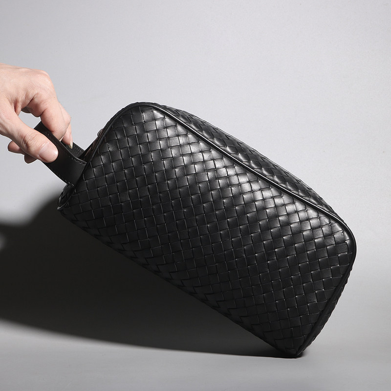 真皮编织2021新款潮男式手提洗漱包 力豪男士包袋