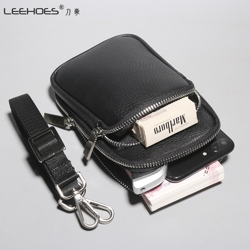 夏天新款男士手机包腰包真皮斜挎包 力豪男士包袋