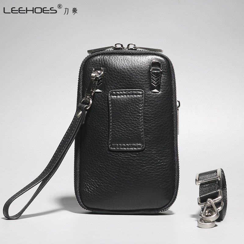 夏天新款男士手机包腰包真皮斜挎包 力豪男士包袋