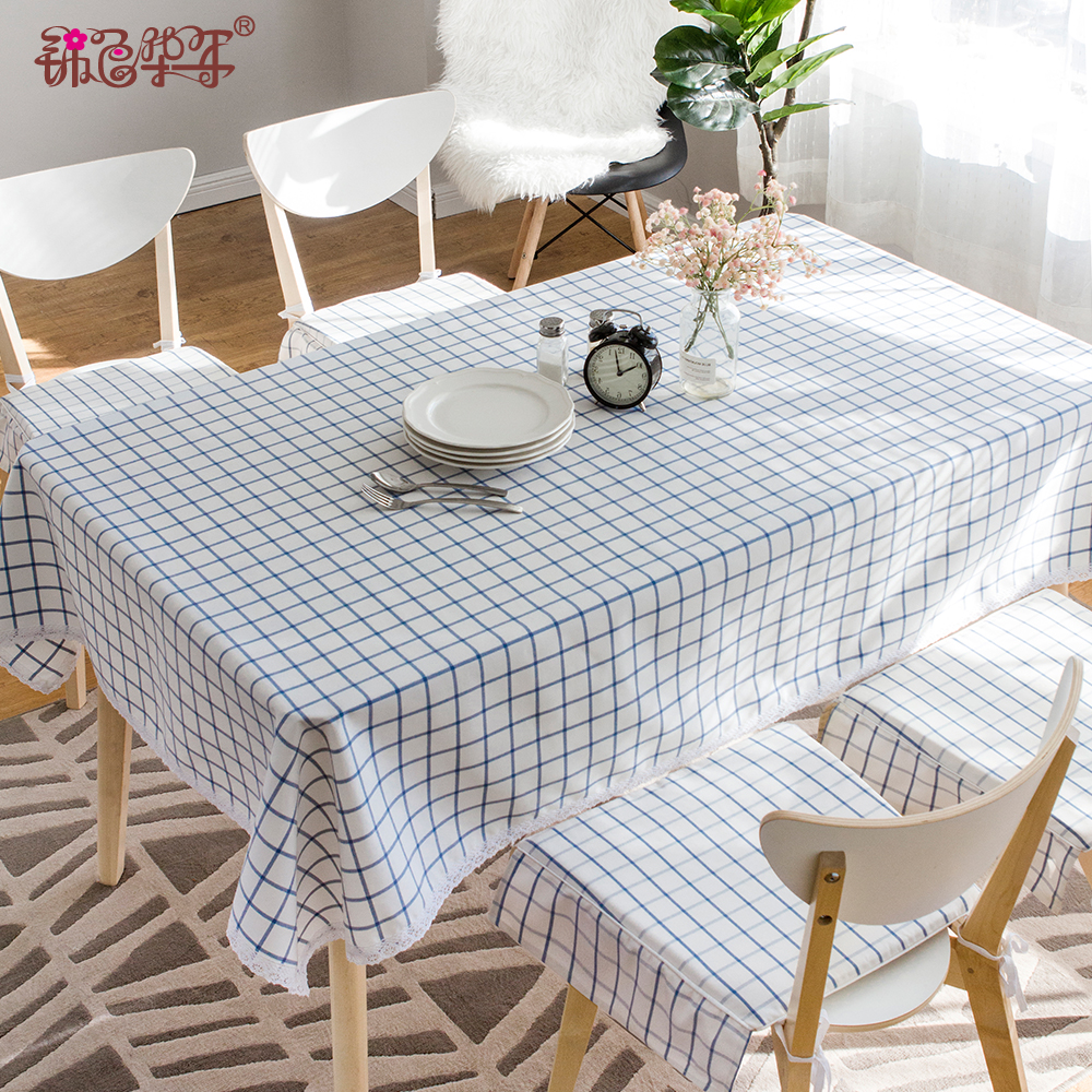 格子桌布布藝歐式現代簡約餐桌布長方形床頭櫃電視櫃蓋布茶几桌布