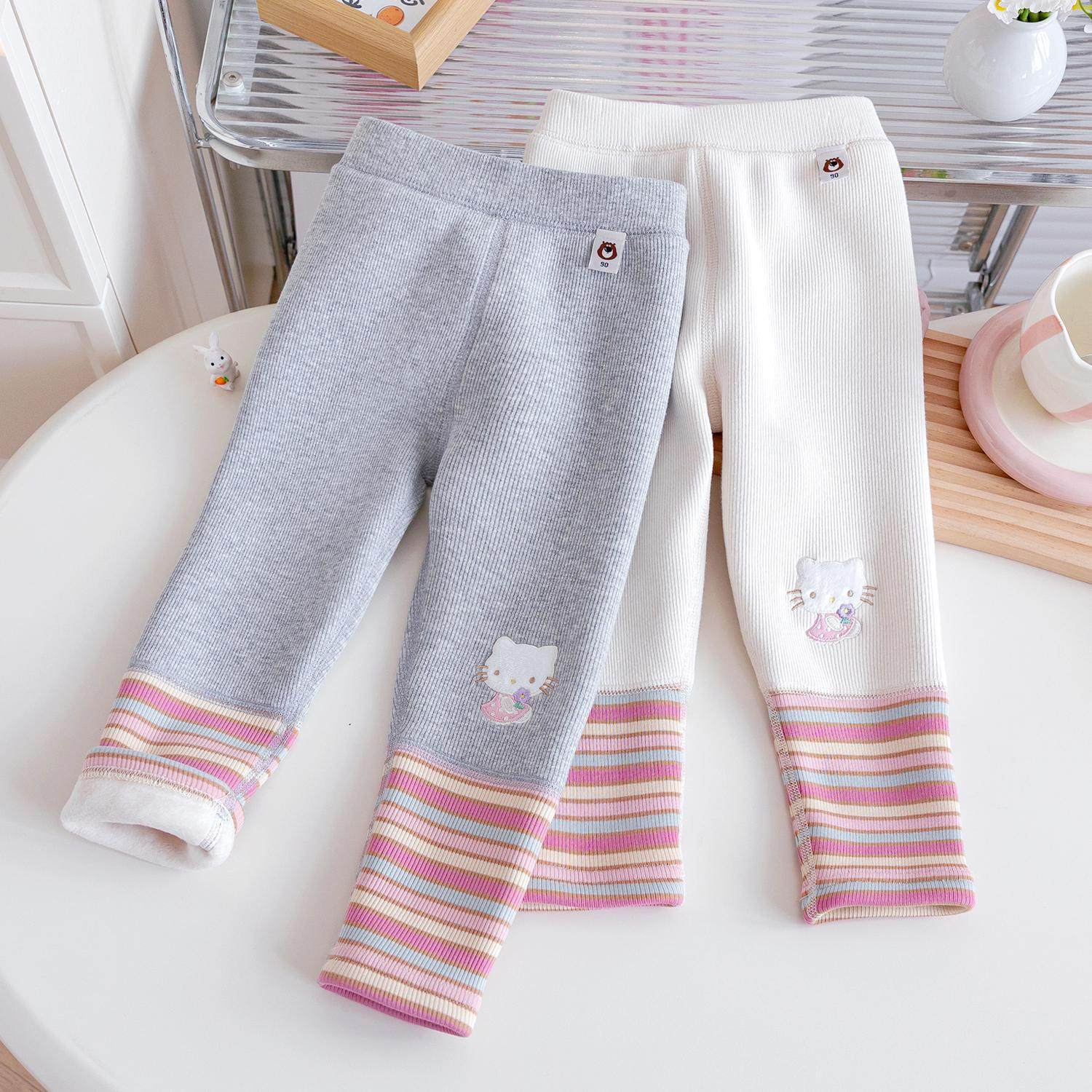 女童一体绒无骨打底裤秋冬洋气加绒加厚外穿长裤KT猫儿童保暖裤子,淘宝优惠券,粉丝福利购,淘宝优惠卷