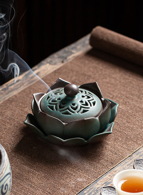 陶瓷莲花香炉檀香炉秦垚