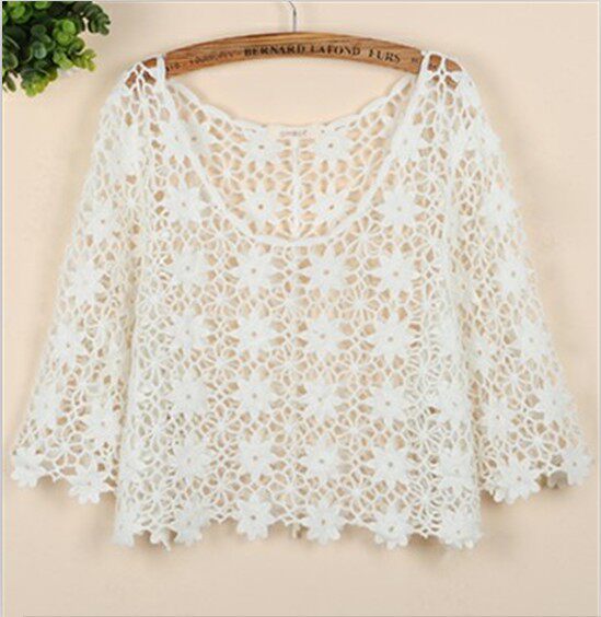 ຝ້າຍບໍລິສຸດ sweater ເປັນຮູ blouse ເປັນຮູ