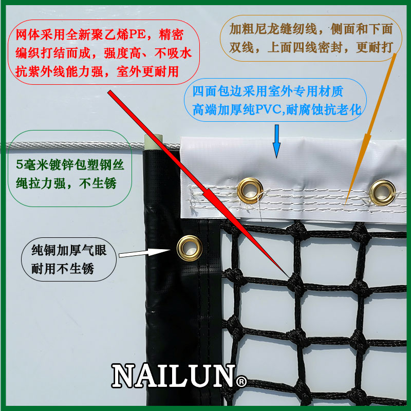 耐纶比赛专用网球网标准型全新聚乙烯PE双线网球拦网抗日晒雨淋 - 图1