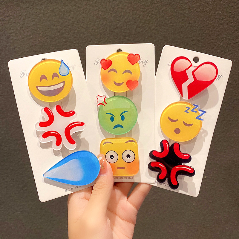 滴汗发夹女黄豆大无语水滴边夹冷汗emoji表情包发卡搞怪创意发饰 - 图1