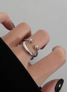 韩版个性戒指女in简约指环开口可