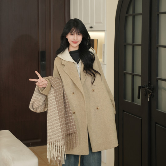 Idika Korean style temperament coat, temperament, internet celebrity, versatile spring and autumn mid-length, loose, fashionable double-sided for women
