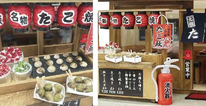 DIY迷你小屋 娃娃屋模型屋迷你店铺 手工材料包大坂浪束区/章鱼烧