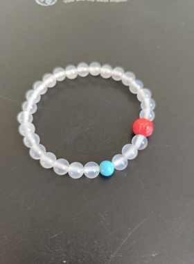 云海石手链 红色莲花珠 美菱矿 国风