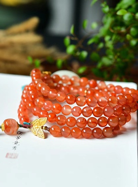 原创设计款！天然冰飘南红珠串制毛衣链