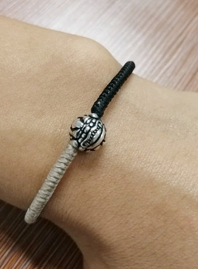 银貔貅乌鸦血石12MM男生手链