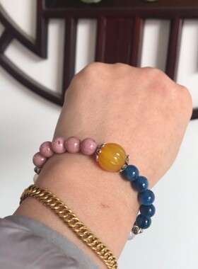 女士手链镶嵌蓝绒晶石碑护身符