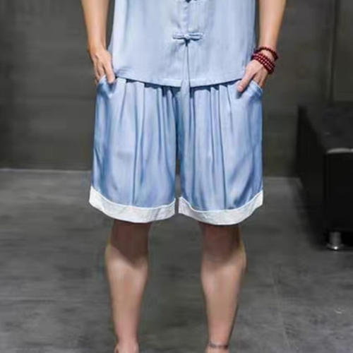 24C9B2夏季垂坠感丝滑运动短裤男士宽松时尚五分裤休闲大码大裤衩 - 图2