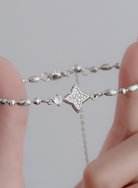 法国Chrry Koop中古风双面四芒星手链女镶嵌锆石精致超闪高级感