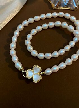 法国chrry koop8-9mm大点位淡水珍珠三叶草项链女气质高级感时尚