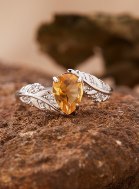 法国chrry koop梨形黄紫水晶彩宝戒指女s925银大师傅镶嵌托帕石