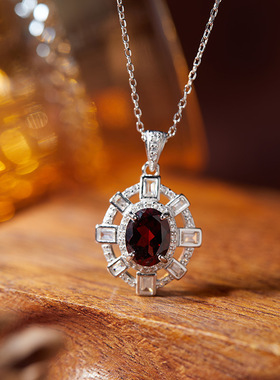 法国chrry koop新款彩宝黄紫水晶项链女s925银镶嵌托帕石榴石吊坠