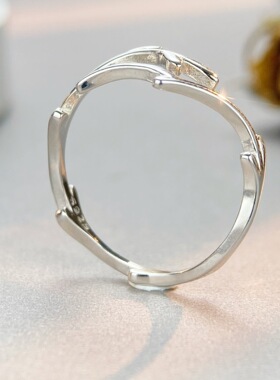 法国chrry koops925银戒指女气质树枝纹理款，素圈单戒小众设计小
