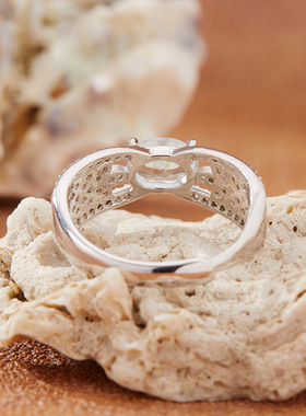 法国chrry koops925银海蓝宝彩宝戒指女麦穗镂空丝带小众设计小排