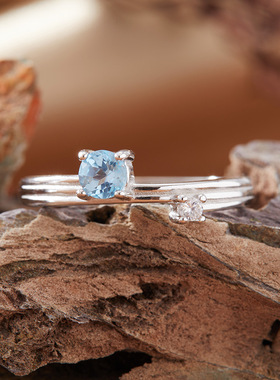 法国chrry koop紫水晶彩宝戒指女s925银黄水晶托帕石榴石四爪开口