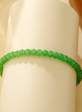法国Chrry Koop绿色串珠手链细款精致小珠子手串轻奢百搭显白