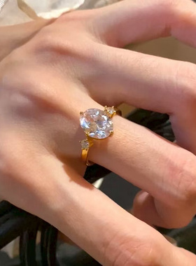 法国chrry koop珠宝新款s925银7*9椭圆形高碳指欧美一 件