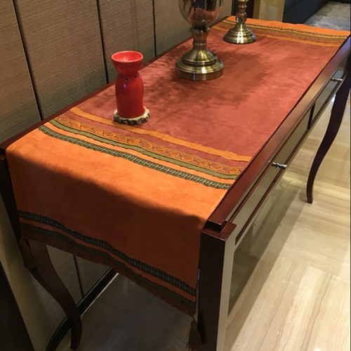 供台桌旗中式古典麂皮绒桌布尼泊尔系列民族风异域手工成品桌旗