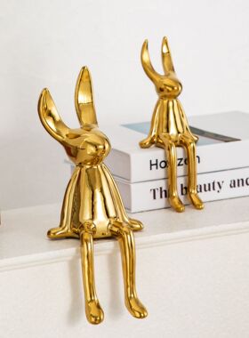 有趣琳 长耳兔摆件轻奢客厅电视柜玄关装饰品