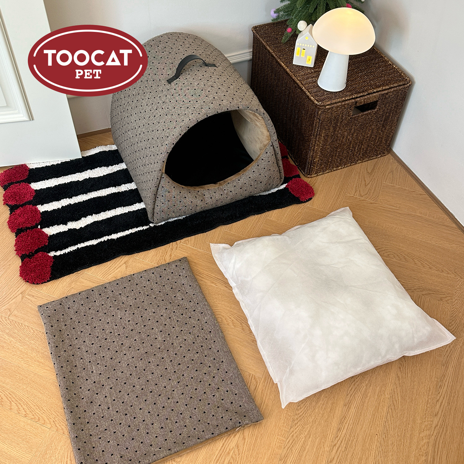 TOOCAT车载复古点点宠物窝手提猫窝狗窝可拆洗窝垫封闭式大号 - 图0