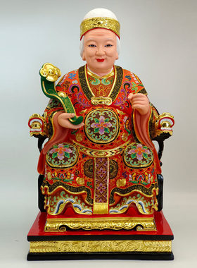 香樟木雕像土地公土地婆客厅神像