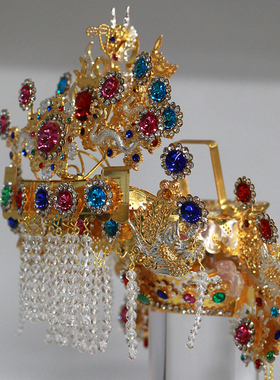 水钻妈祖帽天上圣母双层头冠白莲圣母神帽子泰山奶奶碧霞元君邻水