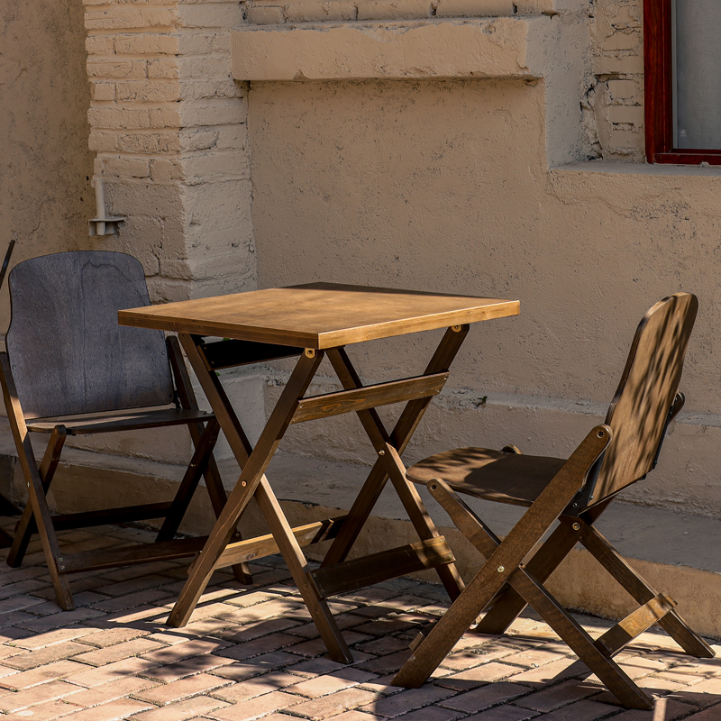 复古实木桌椅套装客厅阳台方桌小户型家用餐桌桌子圆桌咖啡店茶几 - 图2