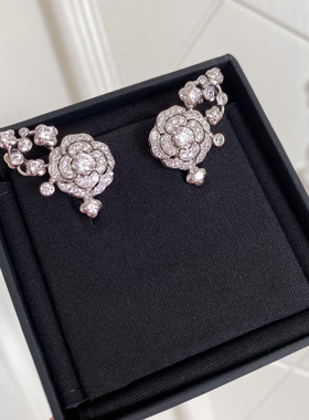 925银山茶花镂空项链女长款流苏气质新款爆款潮毛衣链高级耳夹钉