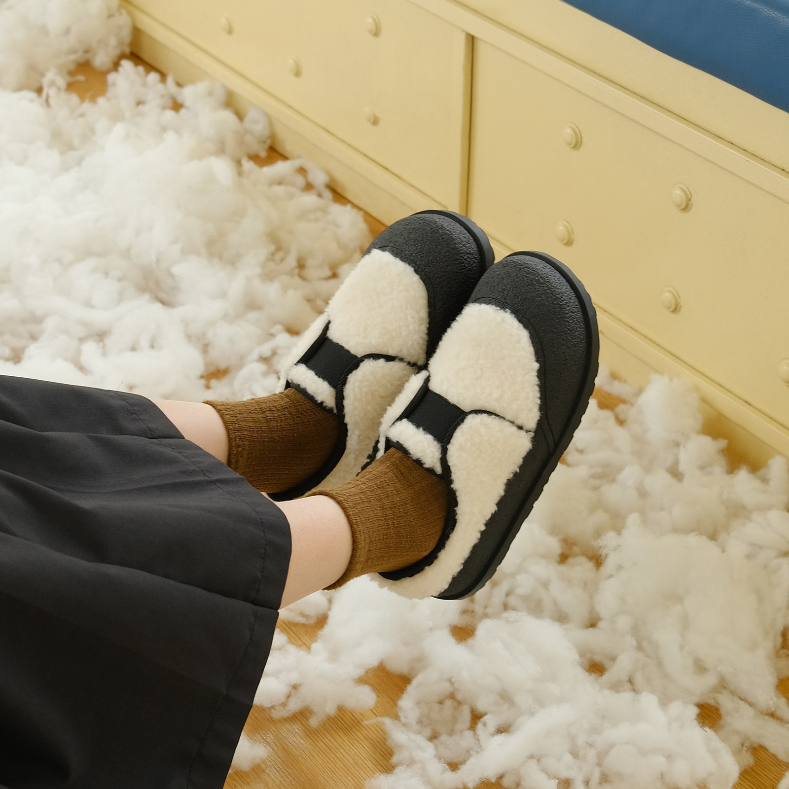 玛速主义2025年春季新款休闲百搭平底毛毛鞋一脚蹬棉鞋加绒休闲鞋,淘宝优惠券,粉丝福利购,淘宝优惠卷