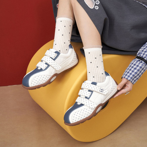 玛速主义2026新款魔术贴小众设计感德训鞋女夏平底板鞋运动小白鞋 - 图0