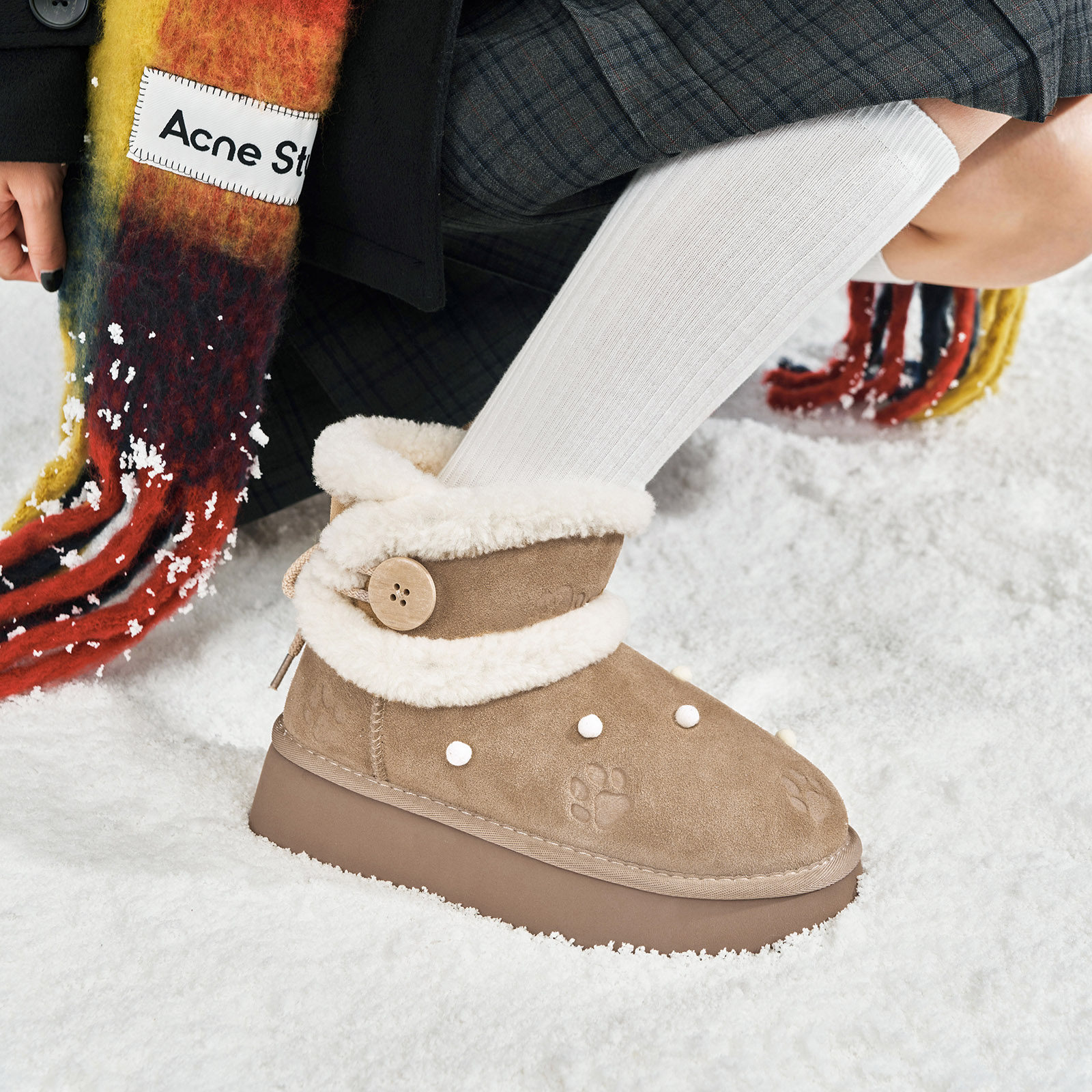 玛速主义2025新款加绒加厚保暖雪地靴女冬季休闲短靴厚底可爱棉鞋,淘宝优惠券,粉丝福利购,淘宝优惠卷