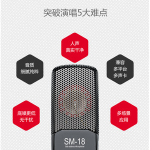 得胜SM-18麦克风直播设备全套声卡话筒唱歌主播专用专业录音话筒