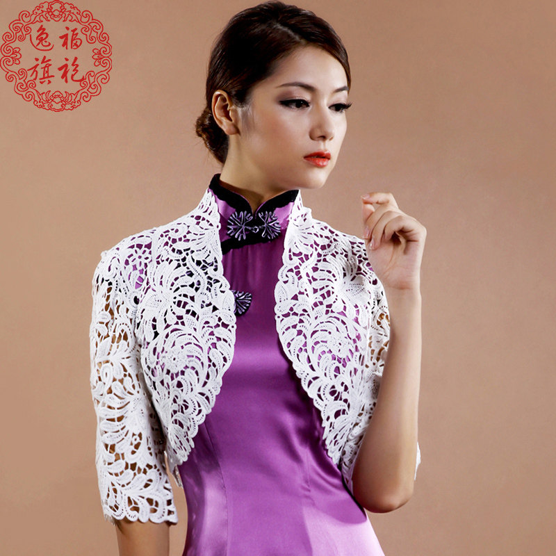 短款蕾丝镂空半袖百搭女开衫夏坎肩 逸福远哲蕾丝衫/雪纺衫