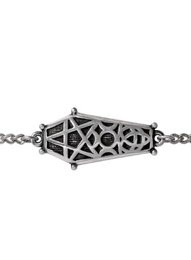 Alchemy Gothic A144 A牌哥特朋克RIP暗黑系六边形棺材做旧手链
